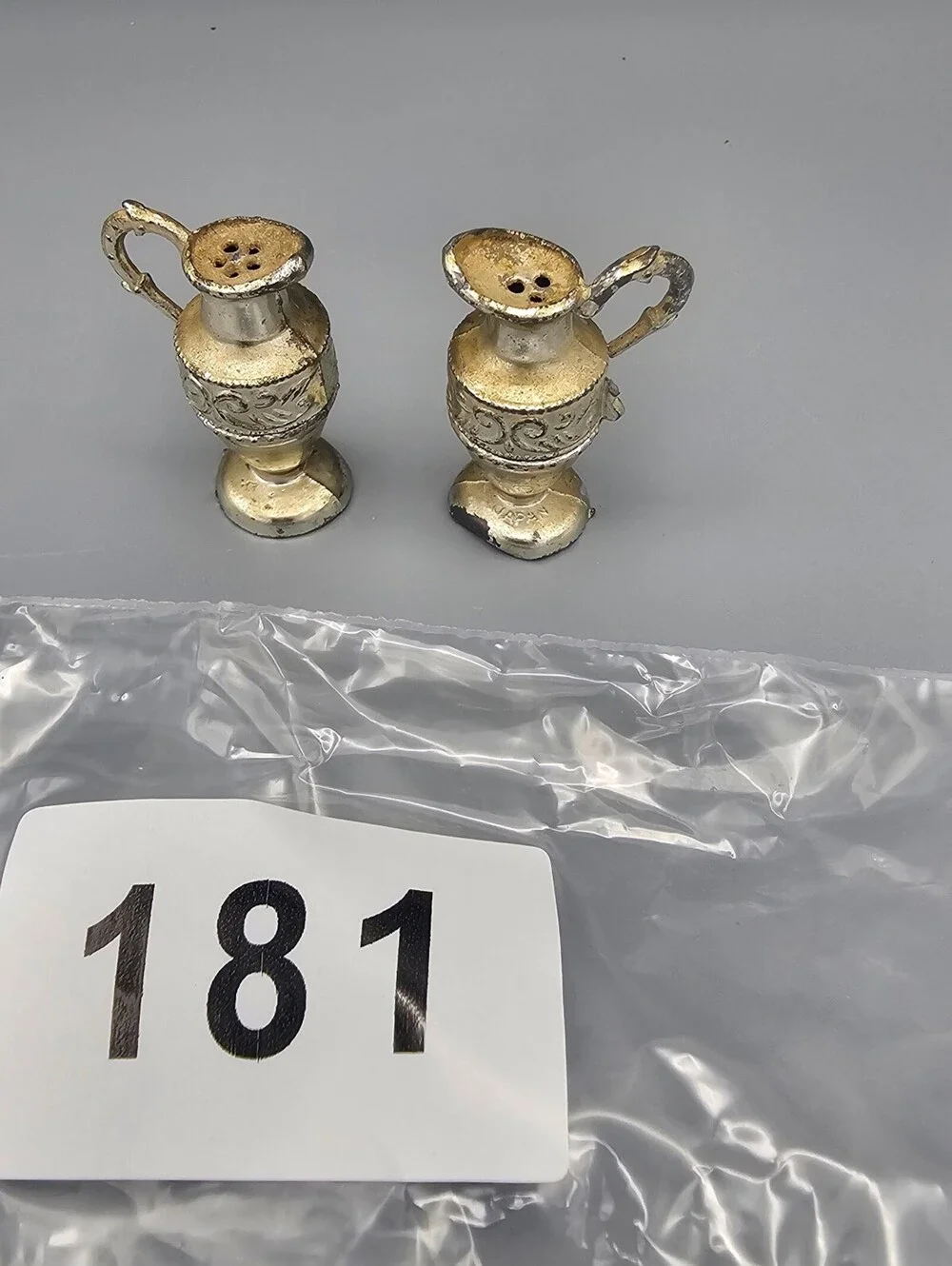 Vintage Miniature Silver Tone Pitcher Salt and Pepper Shakers